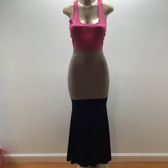 U.O. Elegant Pink, Tan, and Black Size Small Maxi Sleeveless Dress. Preloved - Picture 3 of 8